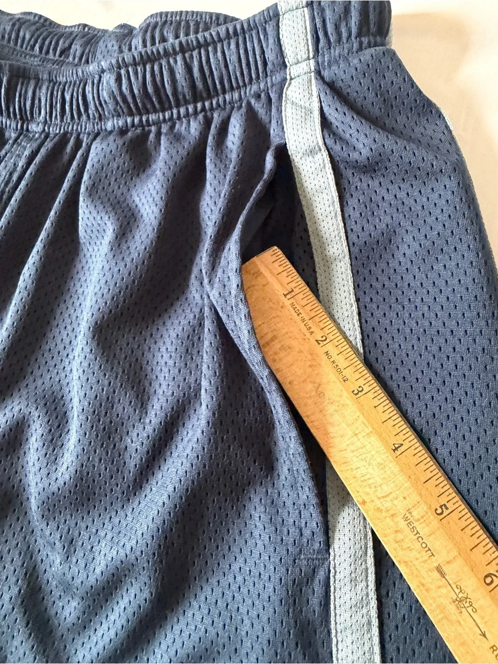 Nike Shorts mens Navy Blue Mesh Basketball Grey Side Stripes double layer XL